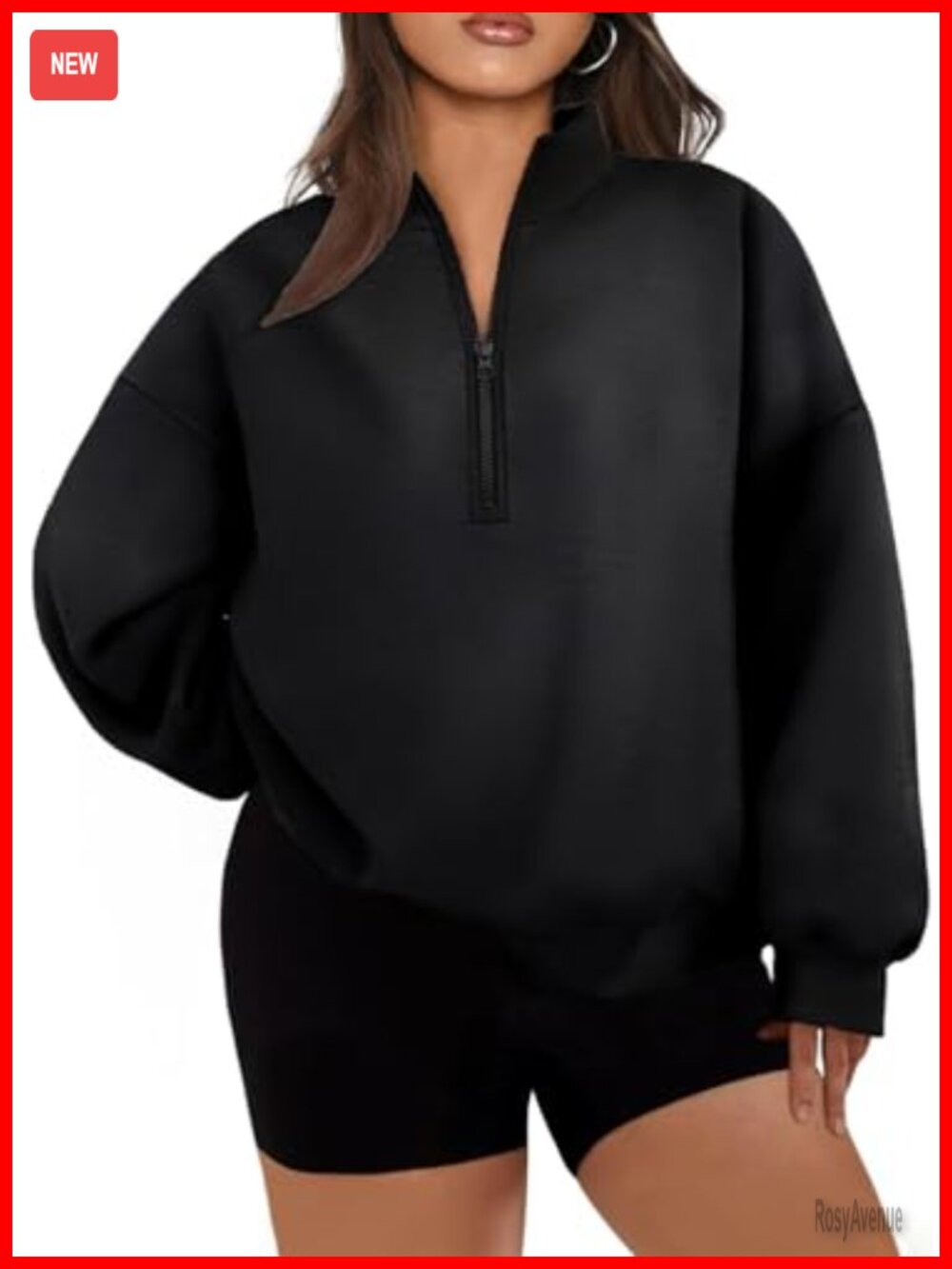 Plus Size Half Zip Sweatshirt Long Sleeve Oversized Pullover Hoodie